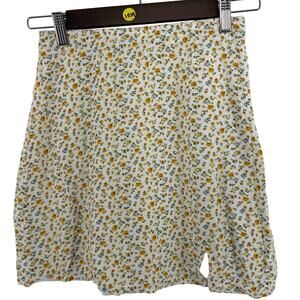 Hollister Floral Mini Skirt Womens XS Ultra High Rise Yellow White Flowy